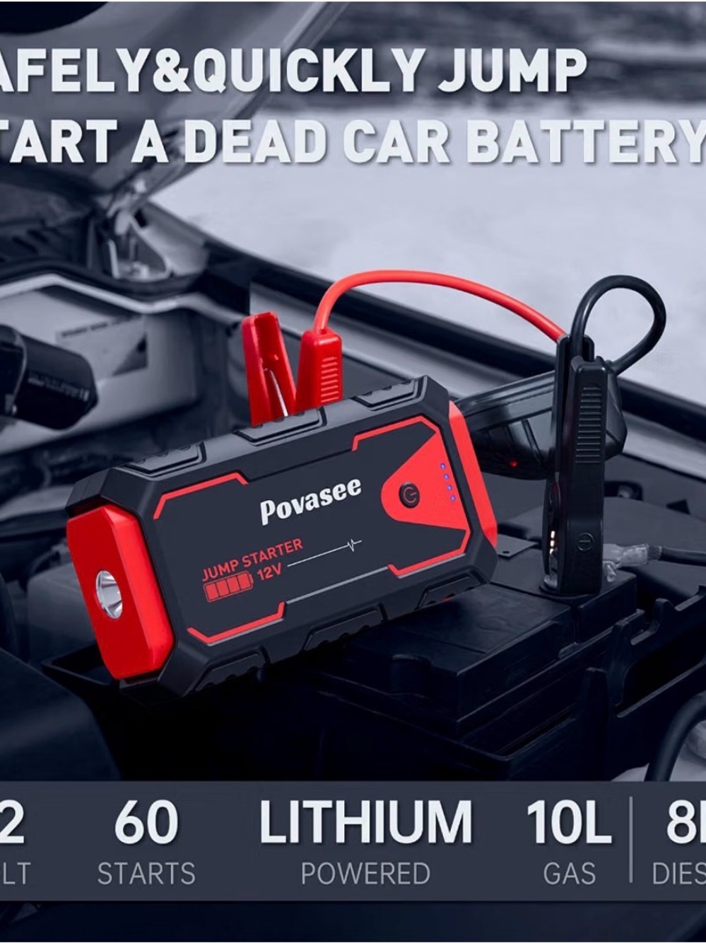 Povasee Jump Starter 5000A Model A30 (NEW In Box) Never Used